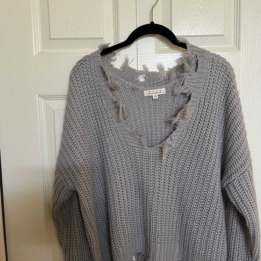 Grey distressed sweater